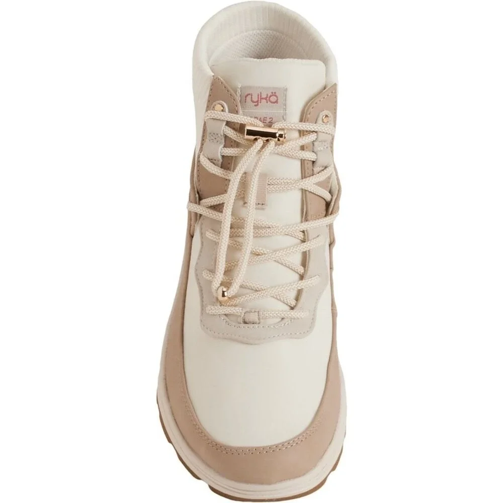 ryka Brae 2 Winter Boots Women Sz 8.5W Wide  Ankle Lace Up Beige Water Resistant